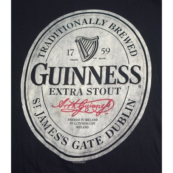 Guinness Extra Stout Black T-Shirt Size Medium - Picture 2 of 4